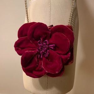 Kate Spade Magenta Velvet Flower Sm. Cross body Evening Bag  $55